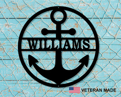 Personalized Anchor Metal Sign with Name or Street Address Numbers - Madison Iron and Wood - Personalized sign - metal outdoor decor - Steel deocrations - american made products - veteran owned business products - fencing decorations - fencing supplies - custom wall decorations - personalized wall signs - steel - decorative post caps - steel post caps - metal post caps - brackets - structural brackets - home improvement - easter - easter decorations - easter gift - easter yard decor