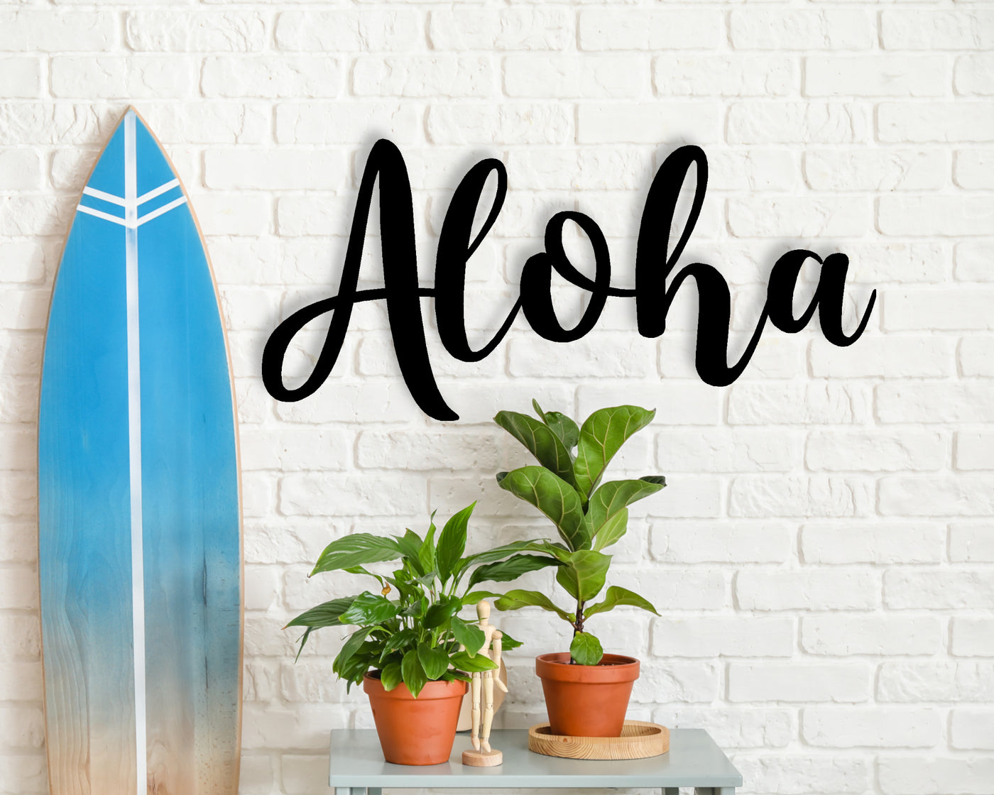 Aloha Metal Word Sign - Madison Iron and Wood - Wall Art - metal outdoor decor - Steel deocrations - american made products - veteran owned business products - fencing decorations - fencing supplies - custom wall decorations - personalized wall signs - steel - decorative post caps - steel post caps - metal post caps - brackets - structural brackets - home improvement - easter - easter decorations - easter gift - easter yard decor