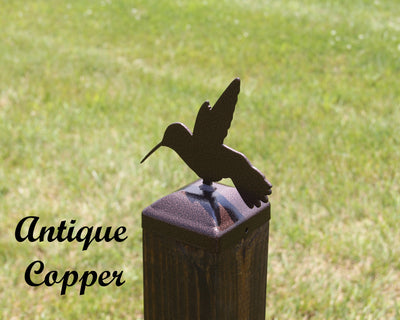 4X4 Hummingbird Post Cap - Madison Iron and Wood - Post Cap - metal outdoor decor - Steel deocrations - american made products - veteran owned business products - fencing decorations - fencing supplies - custom wall decorations - personalized wall signs - steel - decorative post caps - steel post caps - metal post caps - brackets - structural brackets - home improvement - easter - easter decorations - easter gift - easter yard decor
