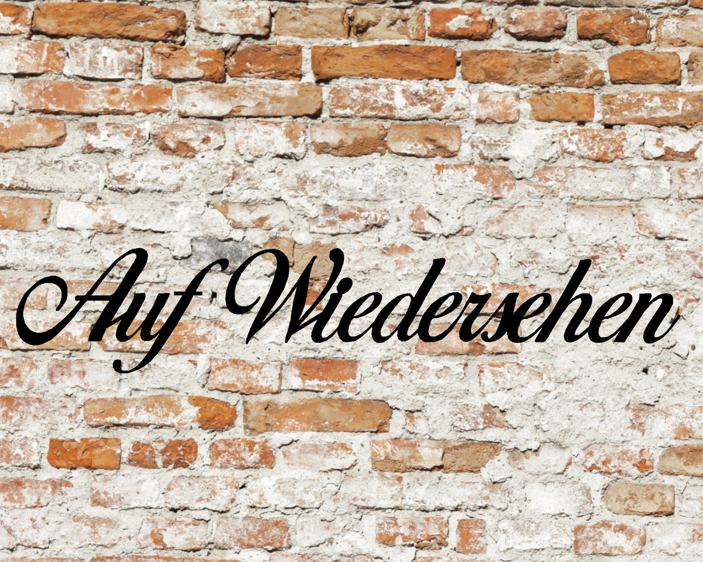Auf Wiedershehen Metal Word Sign - Madison Iron and Wood - Wall Art - metal outdoor decor - Steel deocrations - american made products - veteran owned business products - fencing decorations - fencing supplies - custom wall decorations - personalized wall signs - steel - decorative post caps - steel post caps - metal post caps - brackets - structural brackets - home improvement - easter - easter decorations - easter gift - easter yard decor