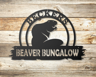 Personalized Beaver Metal Sign - Madison Iron and Wood - Personalized sign - metal outdoor decor - Steel deocrations - american made products - veteran owned business products - fencing decorations - fencing supplies - custom wall decorations - personalized wall signs - steel - decorative post caps - steel post caps - metal post caps - brackets - structural brackets - home improvement - easter - easter decorations - easter gift - easter yard decor