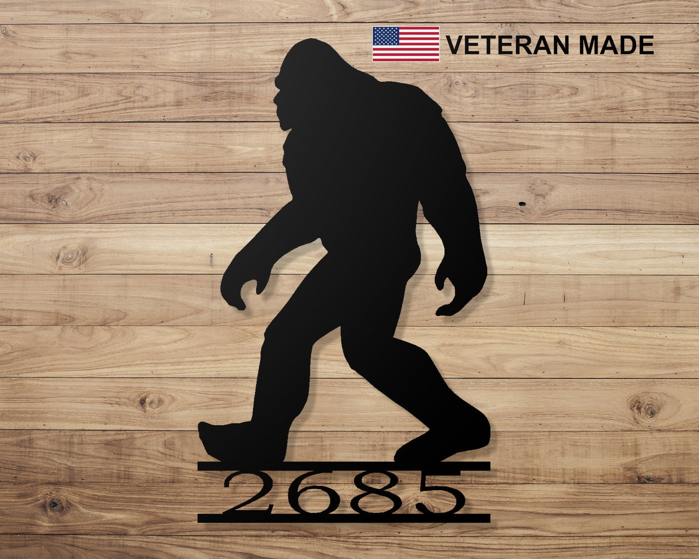 Personalized Bigfoot Metal Sign - Madison Iron and Wood - Personalized sign - metal outdoor decor - Steel deocrations - american made products - veteran owned business products - fencing decorations - fencing supplies - custom wall decorations - personalized wall signs - steel - decorative post caps - steel post caps - metal post caps - brackets - structural brackets - home improvement - easter - easter decorations - easter gift - easter yard decor