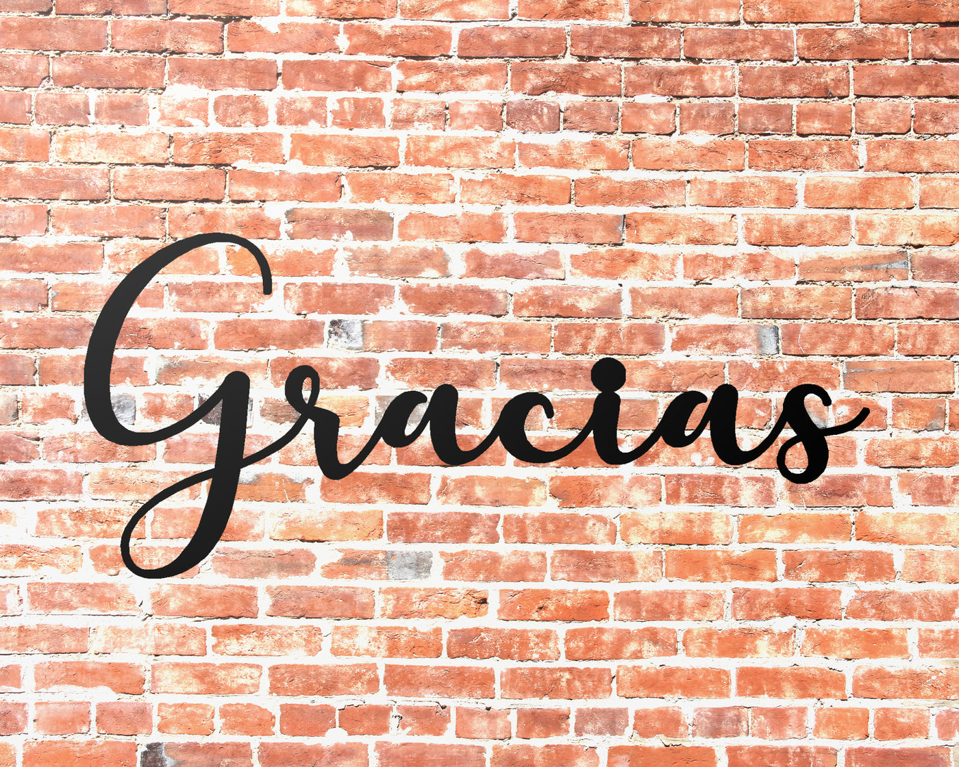 Gracias Metal Word Sign - Madison Iron and Wood - Metal Word Art - metal outdoor decor - Steel deocrations - american made products - veteran owned business products - fencing decorations - fencing supplies - custom wall decorations - personalized wall signs - steel - decorative post caps - steel post caps - metal post caps - brackets - structural brackets - home improvement - easter - easter decorations - easter gift - easter yard decor