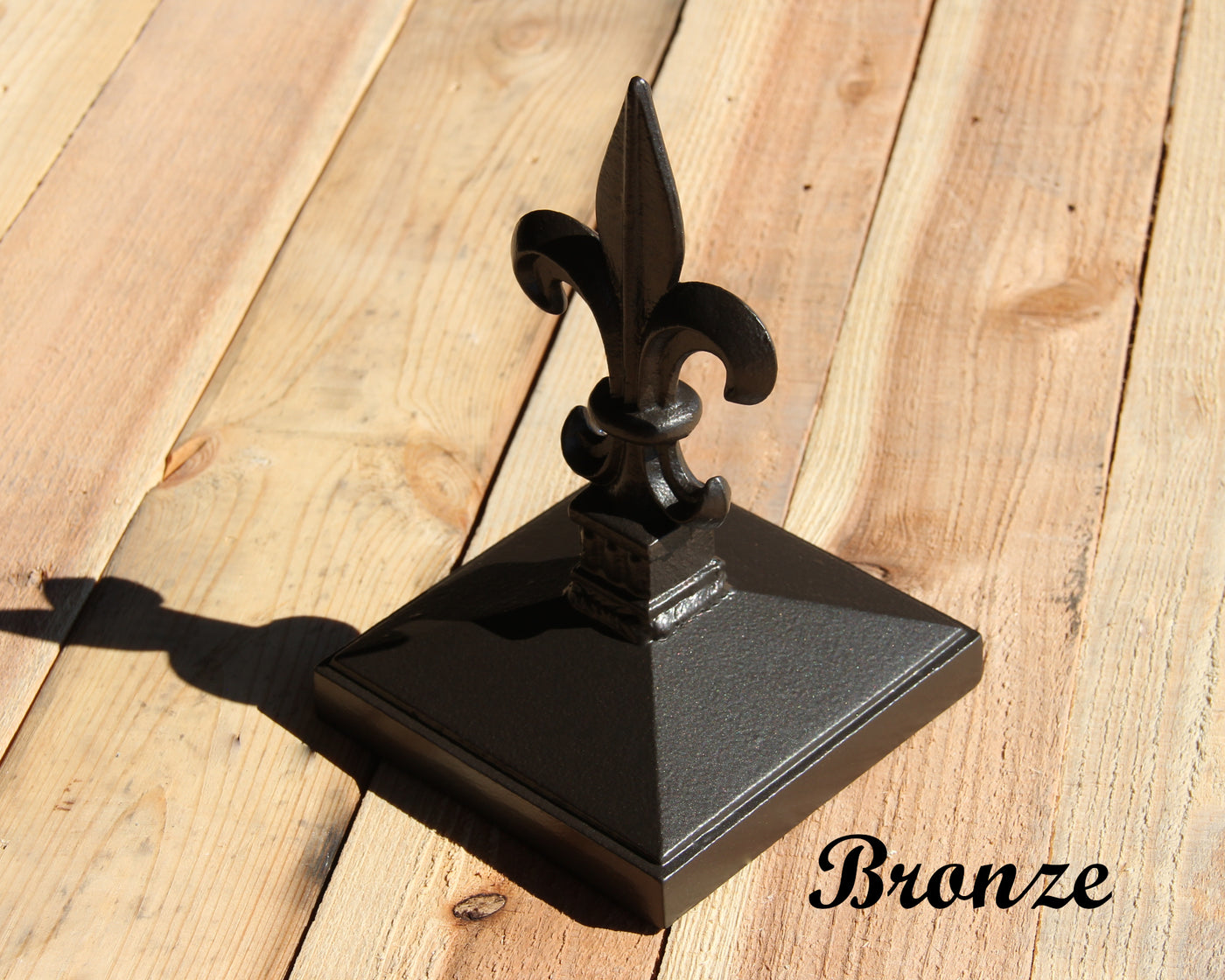 4x4 Fleur-De-Lis Wrought Iron Post Cap - Madison Iron and Wood - Post Cap - metal outdoor decor - Steel deocrations - american made products - veteran owned business products - fencing decorations - fencing supplies - custom wall decorations - personalized wall signs - steel - decorative post caps - steel post caps - metal post caps - brackets - structural brackets - home improvement - easter - easter decorations - easter gift - easter yard decor