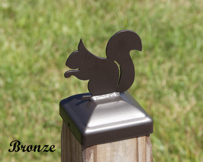 4X4 Squirrel Post Cap - Madison Iron and Wood - Post Cap - metal outdoor decor - Steel deocrations - american made products - veteran owned business products - fencing decorations - fencing supplies - custom wall decorations - personalized wall signs - steel - decorative post caps - steel post caps - metal post caps - brackets - structural brackets - home improvement - easter - easter decorations - easter gift - easter yard decor