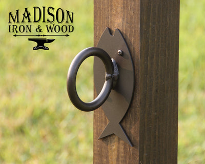 Fish Nautical Rope Fence Bracket, Light Strand Holder - Madison Iron and Wood - Post Cap - metal outdoor decor - Steel deocrations - american made products - veteran owned business products - fencing decorations - fencing supplies - custom wall decorations - personalized wall signs - steel - decorative post caps - steel post caps - metal post caps - brackets - structural brackets - home improvement - easter - easter decorations - easter gift - easter yard decor