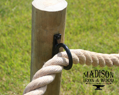 Heavy Duty Nautical Rope Fence Rings For Round Posts - Madison Iron and Wood - Nautical Rope Holders - metal outdoor decor - Steel deocrations - american made products - veteran owned business products - fencing decorations - fencing supplies - custom wall decorations - personalized wall signs - steel - decorative post caps - steel post caps - metal post caps - brackets - structural brackets - home improvement - easter - easter decorations - easter gift - easter yard decor