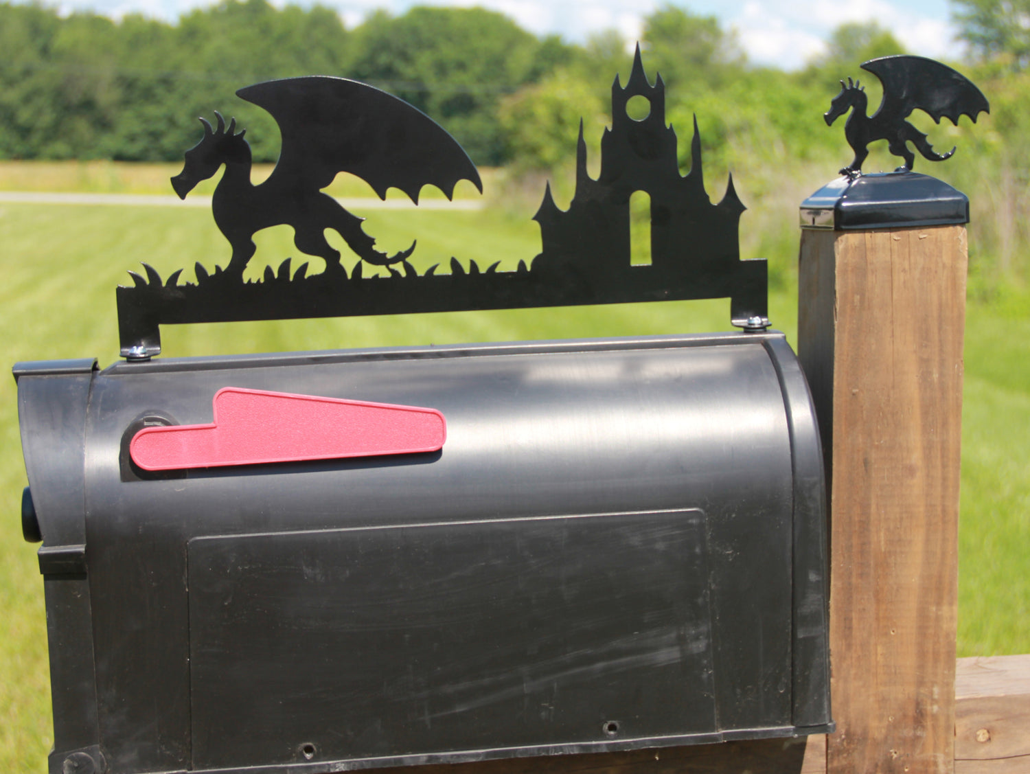 Gothic Mailboxes Dragon and Castle Mailbox Topper, Decorative Mailbox sign, Gothic ...