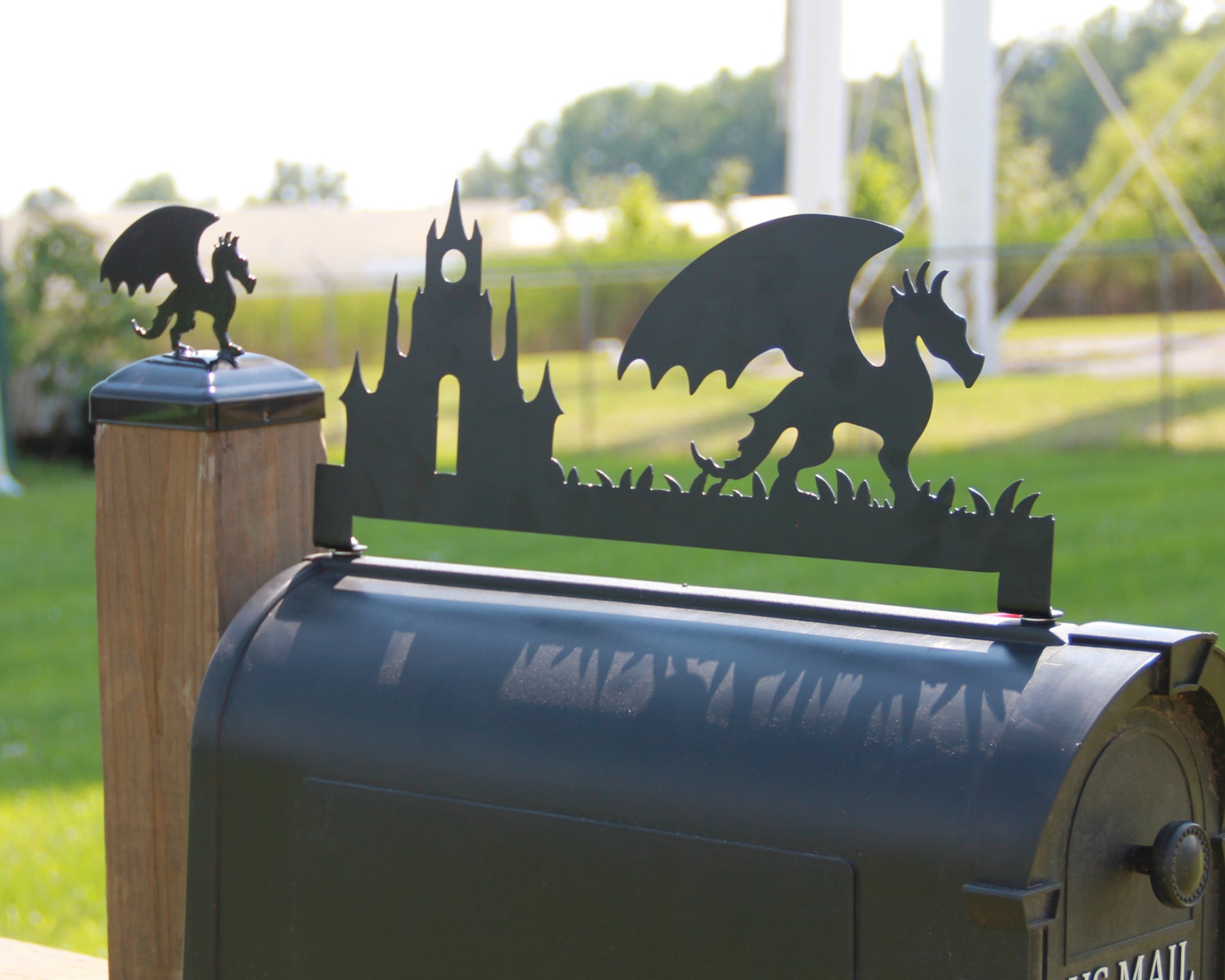 Gothic Mailboxes Dragon and Castle Mailbox Topper, Decorative Mailbox sign, Gothic ...