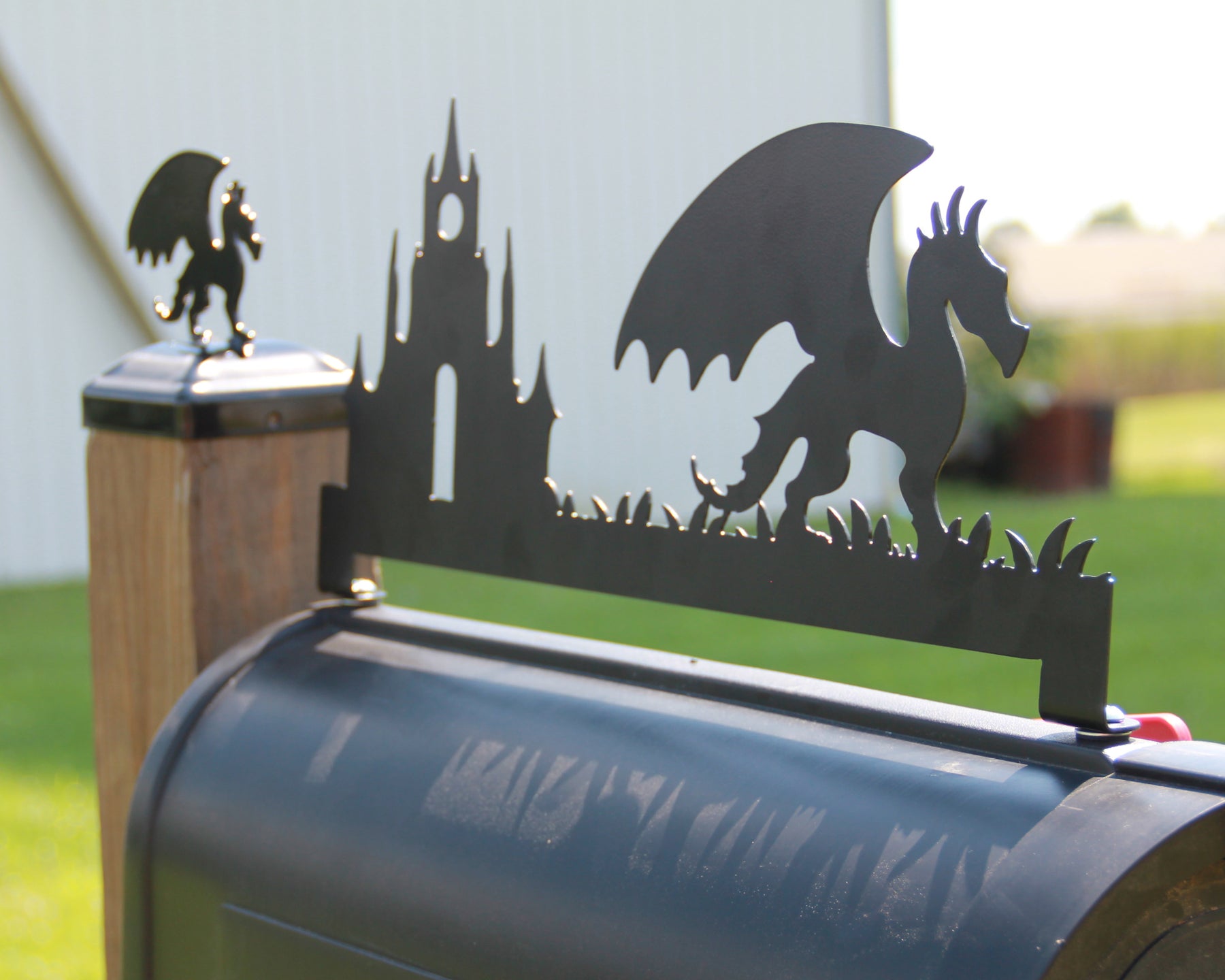 Gothic Mailboxes Dragon and Castle Mailbox Topper, Decorative Mailbox sign, Gothic ...