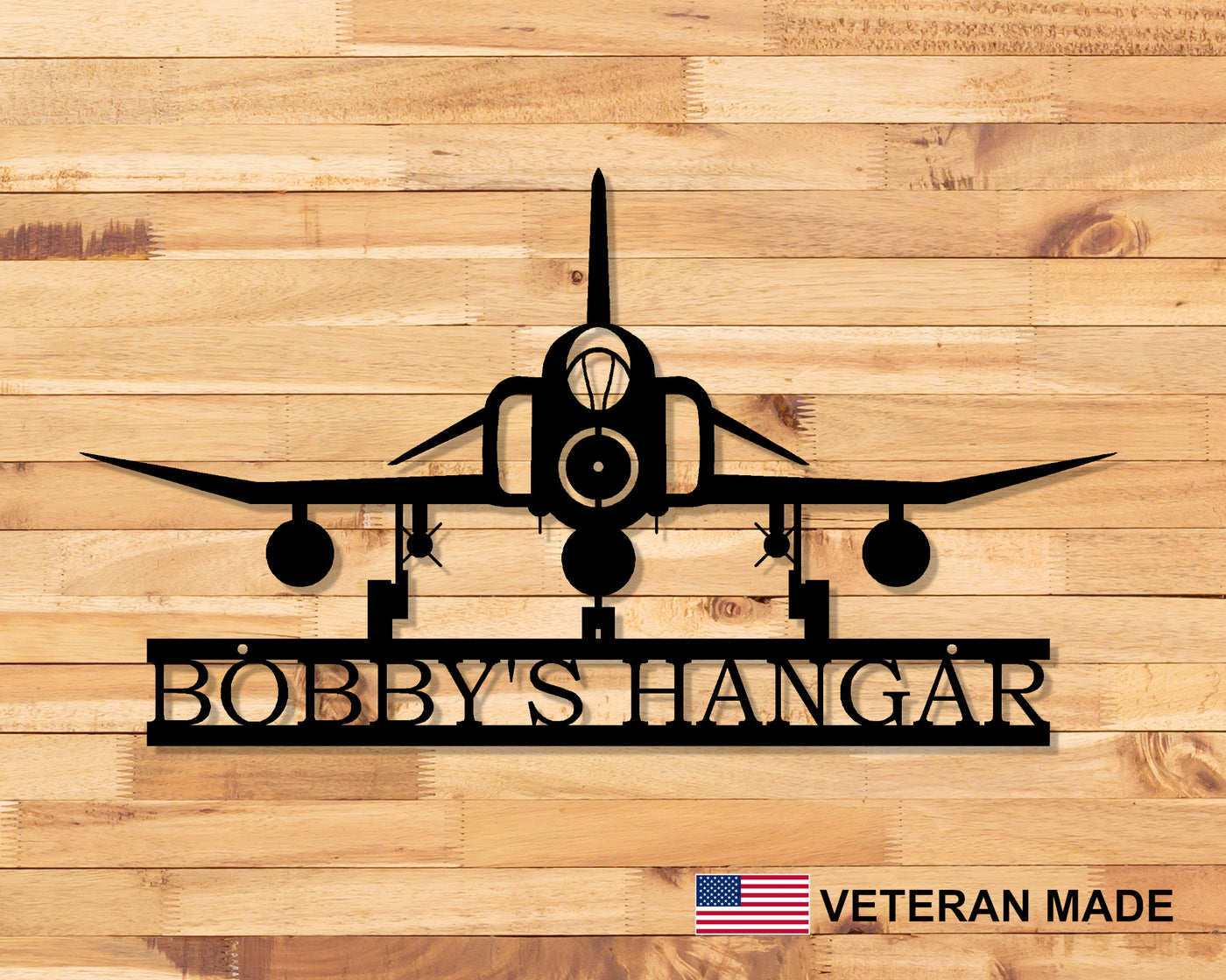 Personalized F-4 Phantom Aircraft Metal Sign - Madison Iron and Wood - Personalized sign - metal outdoor decor - Steel deocrations - american made products - veteran owned business products - fencing decorations - fencing supplies - custom wall decorations - personalized wall signs - steel - decorative post caps - steel post caps - metal post caps - brackets - structural brackets - home improvement - easter - easter decorations - easter gift - easter yard decor