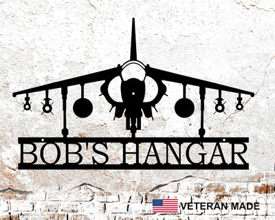 Personalized AV-8 Harrier Aircraft Metal Sign - Madison Iron and Wood - Personalized sign - metal outdoor decor - Steel deocrations - american made products - veteran owned business products - fencing decorations - fencing supplies - custom wall decorations - personalized wall signs - steel - decorative post caps - steel post caps - metal post caps - brackets - structural brackets - home improvement - easter - easter decorations - easter gift - easter yard decor