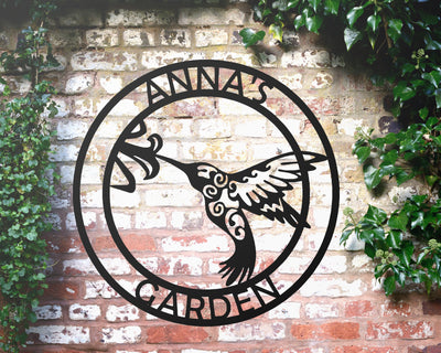 Personalized Hummingbird Metal Sign - Madison Iron and Wood - Personalized sign - metal outdoor decor - Steel deocrations - american made products - veteran owned business products - fencing decorations - fencing supplies - custom wall decorations - personalized wall signs - steel - decorative post caps - steel post caps - metal post caps - brackets - structural brackets - home improvement - easter - easter decorations - easter gift - easter yard decor