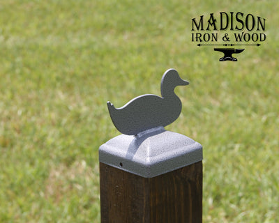 4X4 Duck Post Cap - Madison Iron and Wood - Post Cap - metal outdoor decor - Steel deocrations - american made products - veteran owned business products - fencing decorations - fencing supplies - custom wall decorations - personalized wall signs - steel - decorative post caps - steel post caps - metal post caps - brackets - structural brackets - home improvement - easter - easter decorations - easter gift - easter yard decor