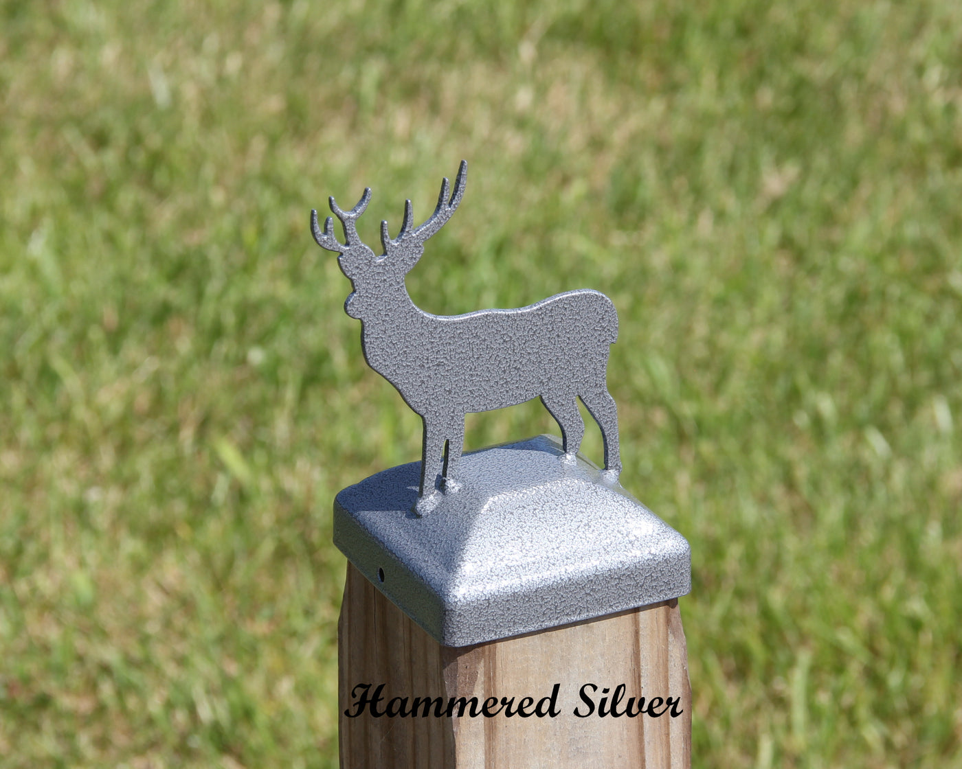 4X4 Deer Post Cap - Madison Iron and Wood - Post Cap - metal outdoor decor - Steel deocrations - american made products - veteran owned business products - fencing decorations - fencing supplies - custom wall decorations - personalized wall signs - steel - decorative post caps - steel post caps - metal post caps - brackets - structural brackets - home improvement - easter - easter decorations - easter gift - easter yard decor