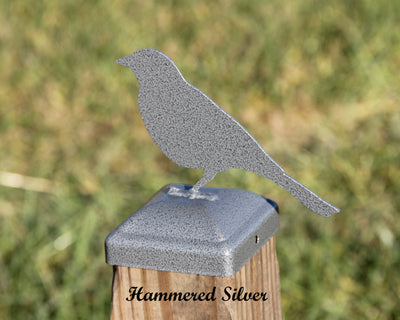 6x6 Songbird Post Cap - Madison Iron and Wood - Post Cap - metal outdoor decor - Steel deocrations - american made products - veteran owned business products - fencing decorations - fencing supplies - custom wall decorations - personalized wall signs - steel - decorative post caps - steel post caps - metal post caps - brackets - structural brackets - home improvement - easter - easter decorations - easter gift - easter yard decor