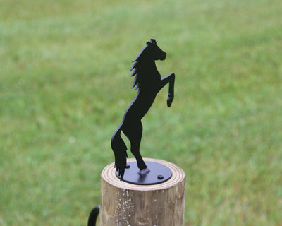 Horse Post Top For Round Wood Post - Madison Iron and Wood - Post Cap - metal outdoor decor - Steel deocrations - american made products - veteran owned business products - fencing decorations - fencing supplies - custom wall decorations - personalized wall signs - steel - decorative post caps - steel post caps - metal post caps - brackets - structural brackets - home improvement - easter - easter decorations - easter gift - easter yard decor