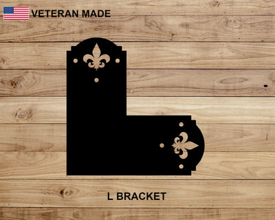 Crowned Fleur De Lis 6x6 Brackets - Madison Iron and Wood - Brackets - metal outdoor decor - Steel deocrations - american made products - veteran owned business products - fencing decorations - fencing supplies - custom wall decorations - personalized wall signs - steel - decorative post caps - steel post caps - metal post caps - brackets - structural brackets - home improvement - easter - easter decorations - easter gift - easter yard decor