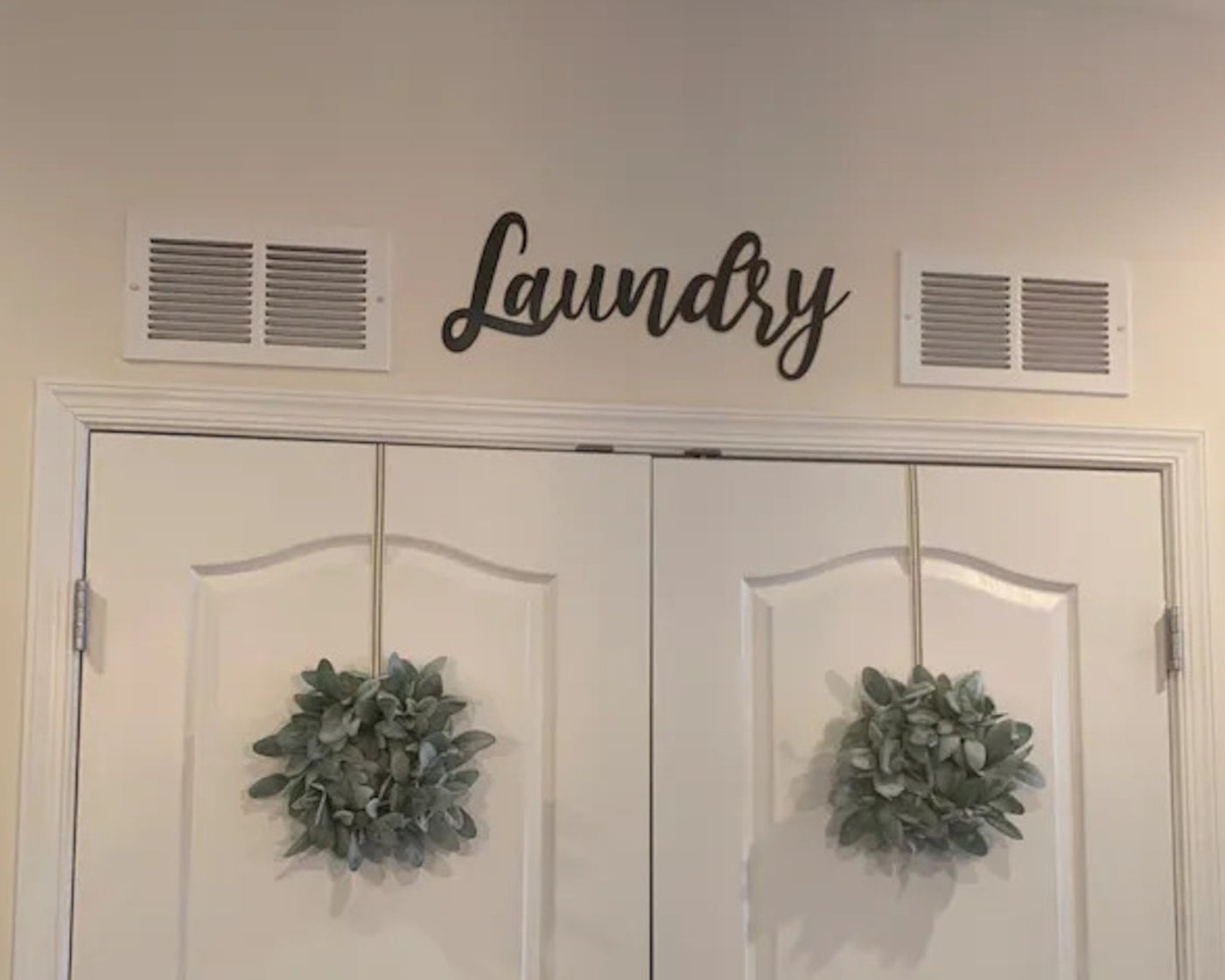 Laundry Room Metal Word Sign - Madison Iron and Wood - Metal Word Art - metal outdoor decor - Steel deocrations - american made products - veteran owned business products - fencing decorations - fencing supplies - custom wall decorations - personalized wall signs - steel - decorative post caps - steel post caps - metal post caps - brackets - structural brackets - home improvement - easter - easter decorations - easter gift - easter yard decor