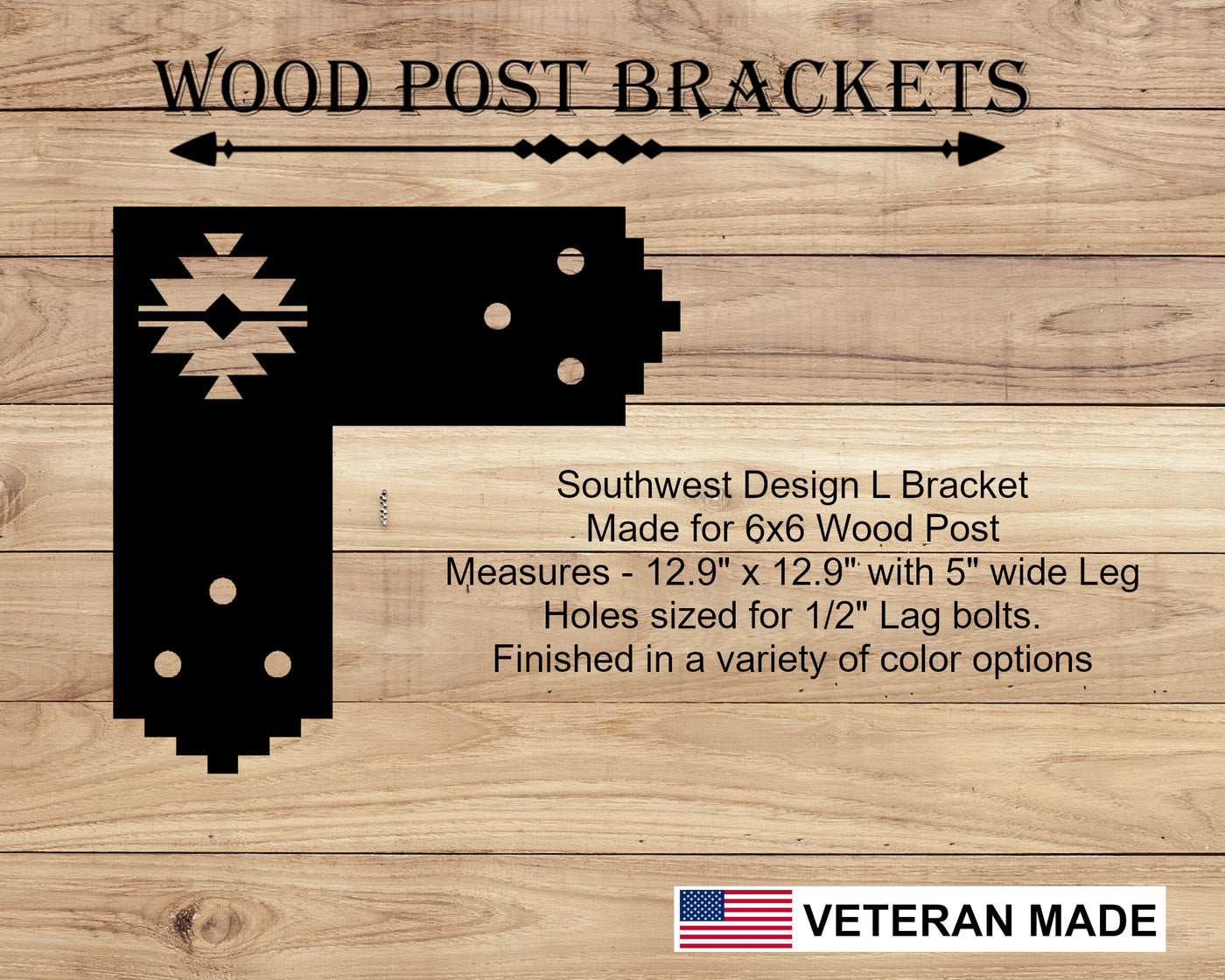 Southwest Style Brackets for 6" Post - Madison Iron and Wood - Brackets - metal outdoor decor - Steel deocrations - american made products - veteran owned business products - fencing decorations - fencing supplies - custom wall decorations - personalized wall signs - steel - decorative post caps - steel post caps - metal post caps - brackets - structural brackets - home improvement - easter - easter decorations - easter gift - easter yard decor