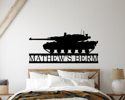 Personalized M1 A1/2 Abrams Tank Metal Sign - Madison Iron and Wood - Personalized sign - metal outdoor decor - Steel deocrations - american made products - veteran owned business products - fencing decorations - fencing supplies - custom wall decorations - personalized wall signs - steel - decorative post caps - steel post caps - metal post caps - brackets - structural brackets - home improvement - easter - easter decorations - easter gift - easter yard decor