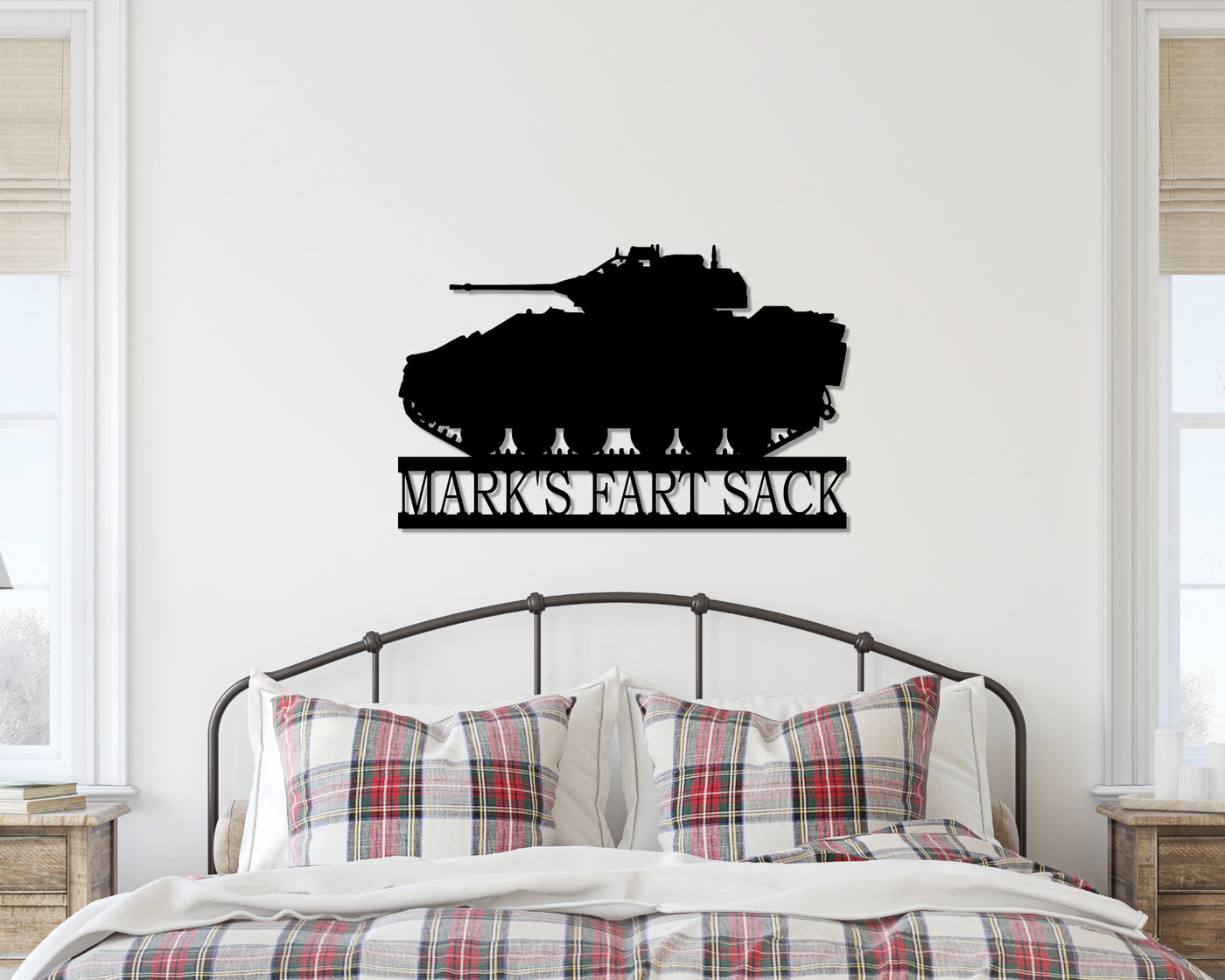 Personalized M3 Bradley Tank Metal Sign - Madison Iron and Wood - Personalized sign - metal outdoor decor - Steel deocrations - american made products - veteran owned business products - fencing decorations - fencing supplies - custom wall decorations - personalized wall signs - steel - decorative post caps - steel post caps - metal post caps - brackets - structural brackets - home improvement - easter - easter decorations - easter gift - easter yard decor
