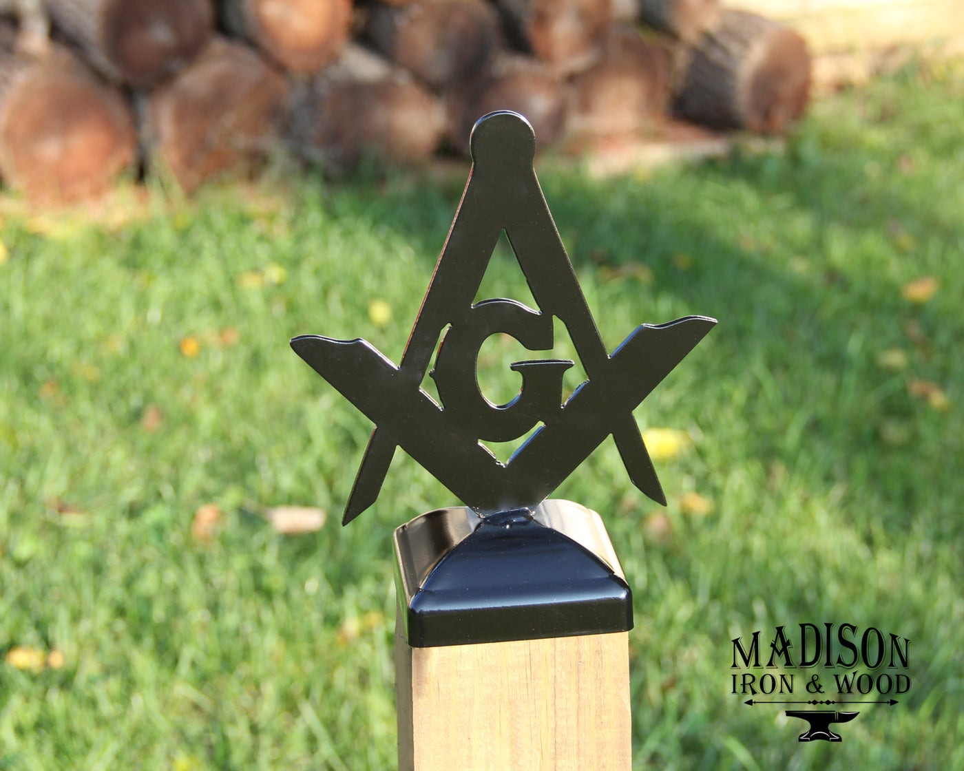 4x4 Freemason Post Cap - Madison Iron and Wood - Post Cap - metal outdoor decor - Steel deocrations - american made products - veteran owned business products - fencing decorations - fencing supplies - custom wall decorations - personalized wall signs - steel - decorative post caps - steel post caps - metal post caps - brackets - structural brackets - home improvement - easter - easter decorations - easter gift - easter yard decor