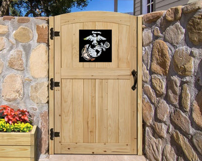Marine Corps Gate Window Insert - Madison Iron and Wood - Gate Window - metal outdoor decor - Steel deocrations - american made products - veteran owned business products - fencing decorations - fencing supplies - custom wall decorations - personalized wall signs - steel - decorative post caps - steel post caps - metal post caps - brackets - structural brackets - home improvement - easter - easter decorations - easter gift - easter yard decor