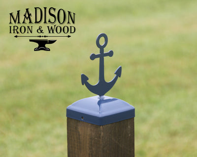 4x4 Anchor Post Cap - Madison Iron and Wood - Post Cap - metal outdoor decor - Steel deocrations - american made products - veteran owned business products - fencing decorations - fencing supplies - custom wall decorations - personalized wall signs - steel - decorative post caps - steel post caps - metal post caps - brackets - structural brackets - home improvement - easter - easter decorations - easter gift - easter yard decor