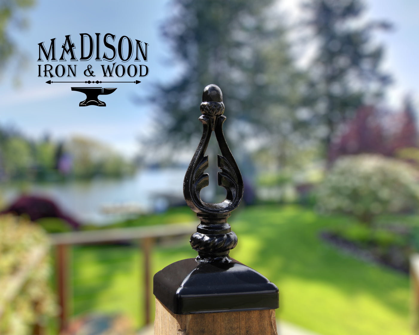 4X4 Acorn Top Post Cap - Madison Iron and Wood - Post Cap - metal outdoor decor - Steel deocrations - american made products - veteran owned business products - fencing decorations - fencing supplies - custom wall decorations - personalized wall signs - steel - decorative post caps - steel post caps - metal post caps - brackets - structural brackets - home improvement - easter - easter decorations - easter gift - easter yard decor