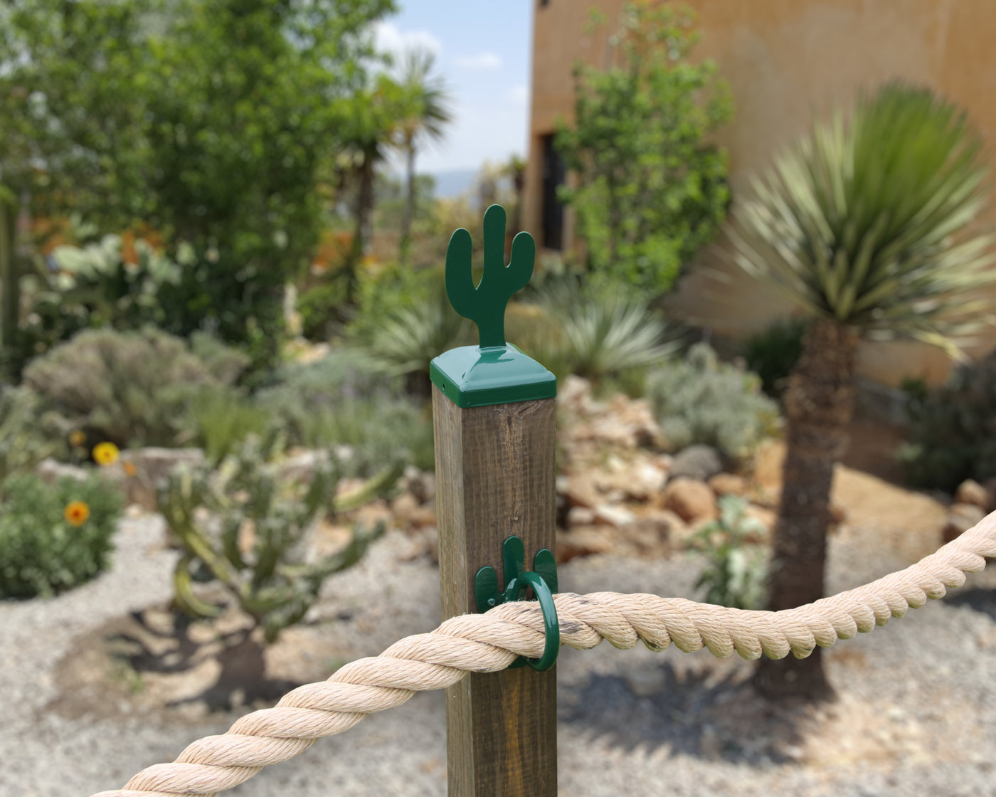 Cactus Nautical Rope Fence Bracket, Light Strand Holder - Madison Iron and Wood - Post Cap - metal outdoor decor - Steel deocrations - american made products - veteran owned business products - fencing decorations - fencing supplies - custom wall decorations - personalized wall signs - steel - decorative post caps - steel post caps - metal post caps - brackets - structural brackets - home improvement - easter - easter decorations - easter gift - easter yard decor