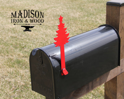 Christmas Tree Mailbox Flag - Madison Iron and Wood - Mailbox Post Decor - metal outdoor decor - Steel deocrations - american made products - veteran owned business products - fencing decorations - fencing supplies - custom wall decorations - personalized wall signs - steel - decorative post caps - steel post caps - metal post caps - brackets - structural brackets - home improvement - easter - easter decorations - easter gift - easter yard decor