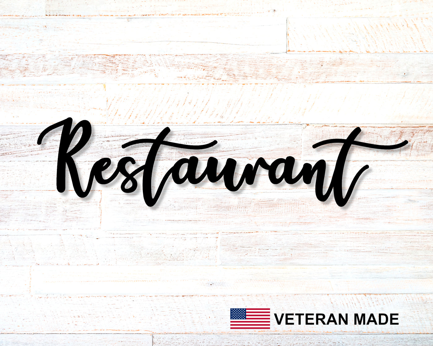 Restaurant Cursive Metal Word Art - Madison Iron and Wood - Personalized sign - metal outdoor decor - Steel deocrations - american made products - veteran owned business products - fencing decorations - fencing supplies - custom wall decorations - personalized wall signs - steel - decorative post caps - steel post caps - metal post caps - brackets - structural brackets - home improvement - easter - easter decorations - easter gift - easter yard decor