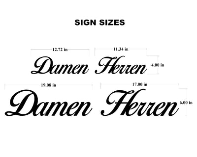 Damen Herren, German Bathroom Metal Word Sign - Madison Iron and Wood - Metal Word Art - metal outdoor decor - Steel deocrations - american made products - veteran owned business products - fencing decorations - fencing supplies - custom wall decorations - personalized wall signs - steel - decorative post caps - steel post caps - metal post caps - brackets - structural brackets - home improvement - easter - easter decorations - easter gift - easter yard decor