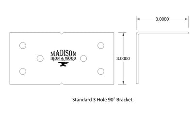 90 degree Bracket for 4" Post - Madison Iron and Wood - Brackets - metal outdoor decor - Steel deocrations - american made products - veteran owned business products - fencing decorations - fencing supplies - custom wall decorations - personalized wall signs - steel - decorative post caps - steel post caps - metal post caps - brackets - structural brackets - home improvement - easter - easter decorations - easter gift - easter yard decor