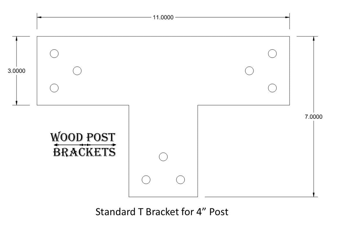 Standard 4" T Bracket With Design Options - Madison Iron and Wood - Brackets - metal outdoor decor - Steel deocrations - american made products - veteran owned business products - fencing decorations - fencing supplies - custom wall decorations - personalized wall signs - steel - decorative post caps - steel post caps - metal post caps - brackets - structural brackets - home improvement - easter - easter decorations - easter gift - easter yard decor