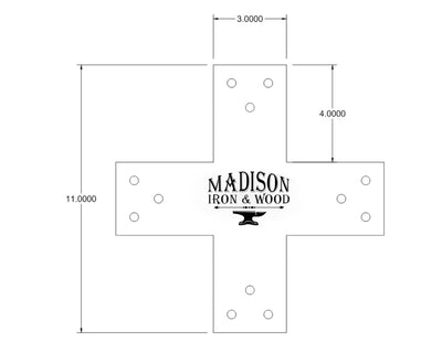 Standard Brackets for 4x4" Dimensional Wood Post - Madison Iron and Wood - Brackets - metal outdoor decor - Steel deocrations - american made products - veteran owned business products - fencing decorations - fencing supplies - custom wall decorations - personalized wall signs - steel - decorative post caps - steel post caps - metal post caps - brackets - structural brackets - home improvement - easter - easter decorations - easter gift - easter yard decor