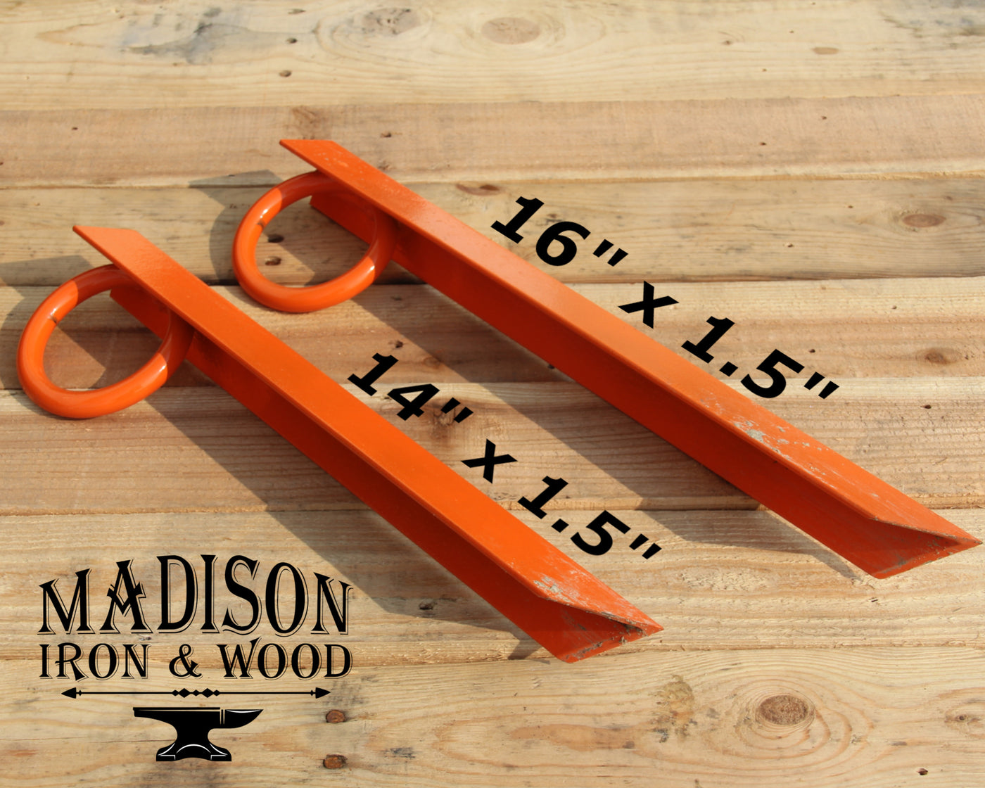 Heavy Duty Tent Stakes, 1 1/2 inch Industrial Stakes - Madison Iron and Wood -  - metal outdoor decor - Steel deocrations - american made products - veteran owned business products - fencing decorations - fencing supplies - custom wall decorations - personalized wall signs - steel - decorative post caps - steel post caps - metal post caps - brackets - structural brackets - home improvement - easter - easter decorations - easter gift - easter yard decor