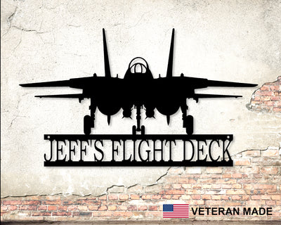 Personalized F-14 Fighter Jet Metal Sign - Madison Iron and Wood - Personalized sign - metal outdoor decor - Steel deocrations - american made products - veteran owned business products - fencing decorations - fencing supplies - custom wall decorations - personalized wall signs - steel - decorative post caps - steel post caps - metal post caps - brackets - structural brackets - home improvement - easter - easter decorations - easter gift - easter yard decor