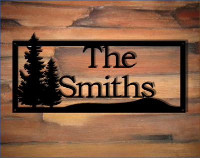 Personalized Trees with Family Name Metal Sign - Madison Iron and Wood - Personalized sign - metal outdoor decor - Steel deocrations - american made products - veteran owned business products - fencing decorations - fencing supplies - custom wall decorations - personalized wall signs - steel - decorative post caps - steel post caps - metal post caps - brackets - structural brackets - home improvement - easter - easter decorations - easter gift - easter yard decor