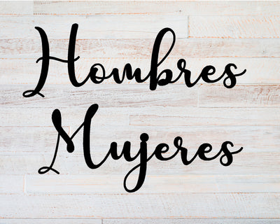 Hombres Mujeres Metal Word Sign - Madison Iron and Wood - Metal Word Art - metal outdoor decor - Steel deocrations - american made products - veteran owned business products - fencing decorations - fencing supplies - custom wall decorations - personalized wall signs - steel - decorative post caps - steel post caps - metal post caps - brackets - structural brackets - home improvement - easter - easter decorations - easter gift - easter yard decor