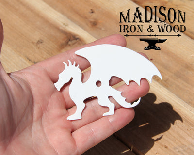 Dragon Cabinet Doorknob Decoration - Madison Iron and Wood - Door Handle Decoration - metal outdoor decor - Steel deocrations - american made products - veteran owned business products - fencing decorations - fencing supplies - custom wall decorations - personalized wall signs - steel - decorative post caps - steel post caps - metal post caps - brackets - structural brackets - home improvement - easter - easter decorations - easter gift - easter yard decor