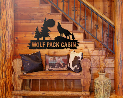Personalized Wolf Metal Sign - Madison Iron and Wood - Metal Art - metal outdoor decor - Steel deocrations - american made products - veteran owned business products - fencing decorations - fencing supplies - custom wall decorations - personalized wall signs - steel - decorative post caps - steel post caps - metal post caps - brackets - structural brackets - home improvement - easter - easter decorations - easter gift - easter yard decor