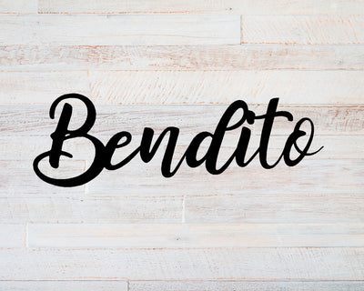 Bendito Metal Word Sign - Madison Iron and Wood - Metal Word Art - metal outdoor decor - Steel deocrations - american made products - veteran owned business products - fencing decorations - fencing supplies - custom wall decorations - personalized wall signs - steel - decorative post caps - steel post caps - metal post caps - brackets - structural brackets - home improvement - easter - easter decorations - easter gift - easter yard decor