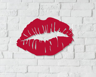Lipstick Sign, Metal Lips Sign - Madison Iron and Wood - Wall Art - metal outdoor decor - Steel deocrations - american made products - veteran owned business products - fencing decorations - fencing supplies - custom wall decorations - personalized wall signs - steel - decorative post caps - steel post caps - metal post caps - brackets - structural brackets - home improvement - easter - easter decorations - easter gift - easter yard decor