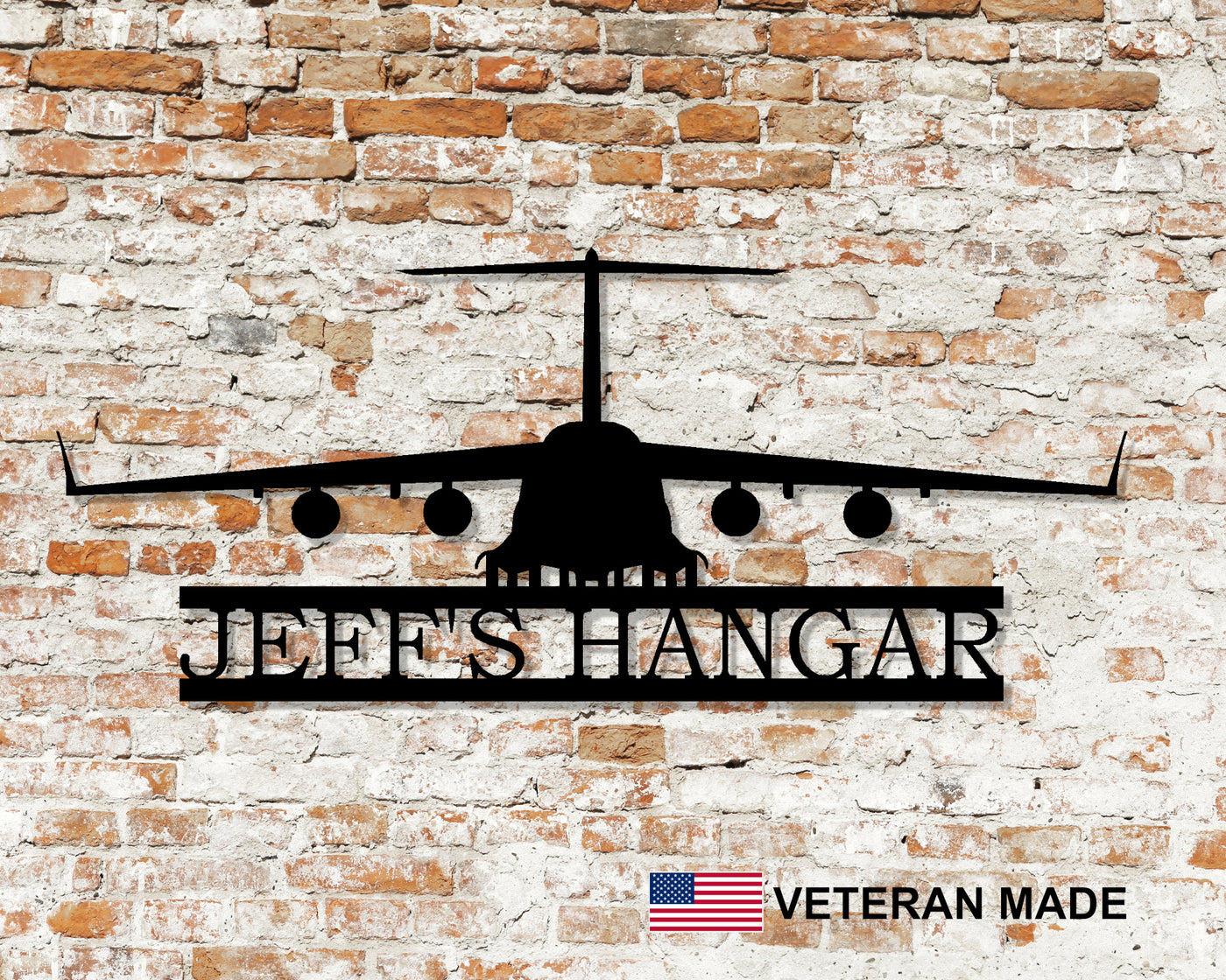 Personalized C-5 Galaxy Aircraft Metal Sign - Madison Iron and Wood - Personalized sign - metal outdoor decor - Steel deocrations - american made products - veteran owned business products - fencing decorations - fencing supplies - custom wall decorations - personalized wall signs - steel - decorative post caps - steel post caps - metal post caps - brackets - structural brackets - home improvement - easter - easter decorations - easter gift - easter yard decor