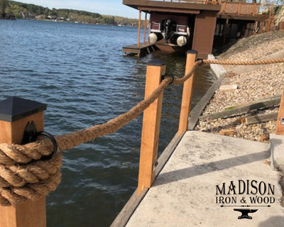 Fish Nautical Rope Fence Bracket, Light Strand Holder - Madison Iron and Wood - Post Cap - metal outdoor decor - Steel deocrations - american made products - veteran owned business products - fencing decorations - fencing supplies - custom wall decorations - personalized wall signs - steel - decorative post caps - steel post caps - metal post caps - brackets - structural brackets - home improvement - easter - easter decorations - easter gift - easter yard decor