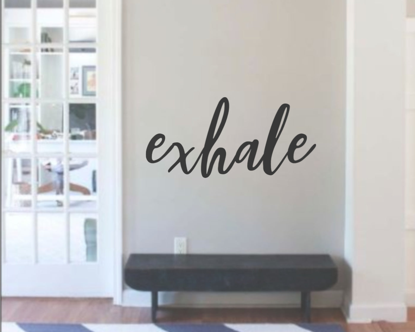 Exhale Metal Word Sign - Madison Iron and Wood - Wall Art - metal outdoor decor - Steel deocrations - american made products - veteran owned business products - fencing decorations - fencing supplies - custom wall decorations - personalized wall signs - steel - decorative post caps - steel post caps - metal post caps - brackets - structural brackets - home improvement - easter - easter decorations - easter gift - easter yard decor