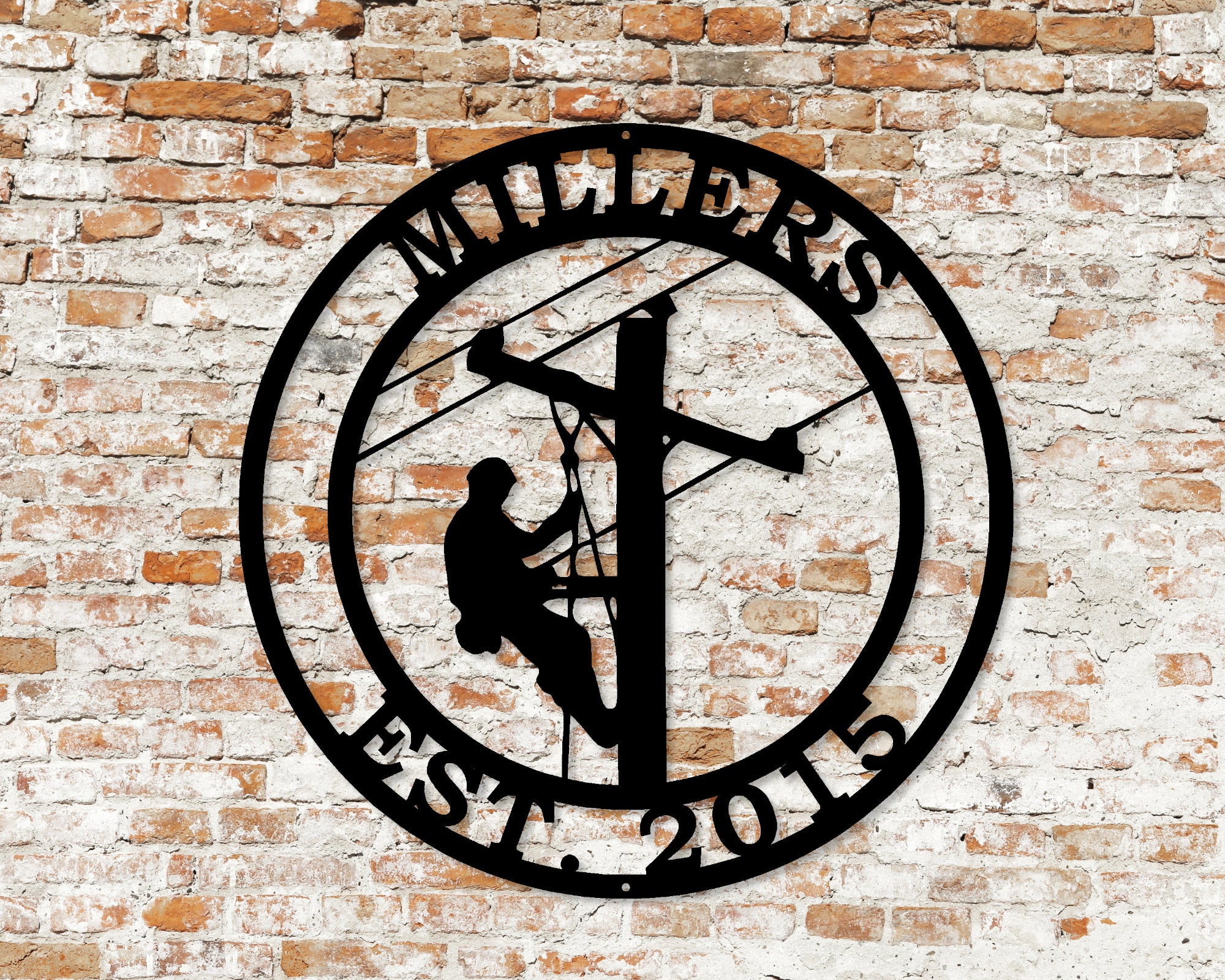 Lineman Personalized Round Metal Sign with Name and EST. Date | Madison ...