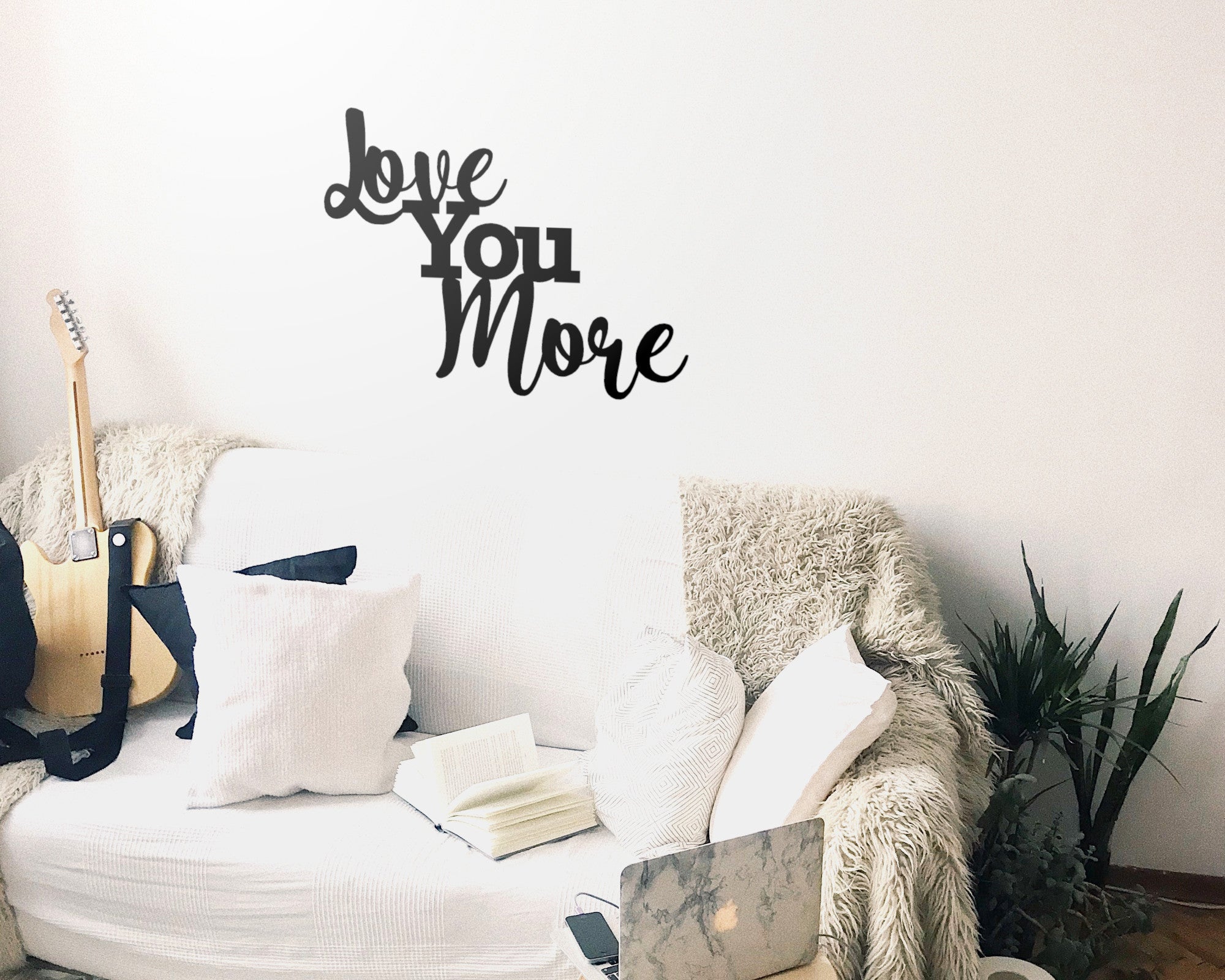 Love You More Metal Wall Sign, Love , Metal Word Sign, Family Room